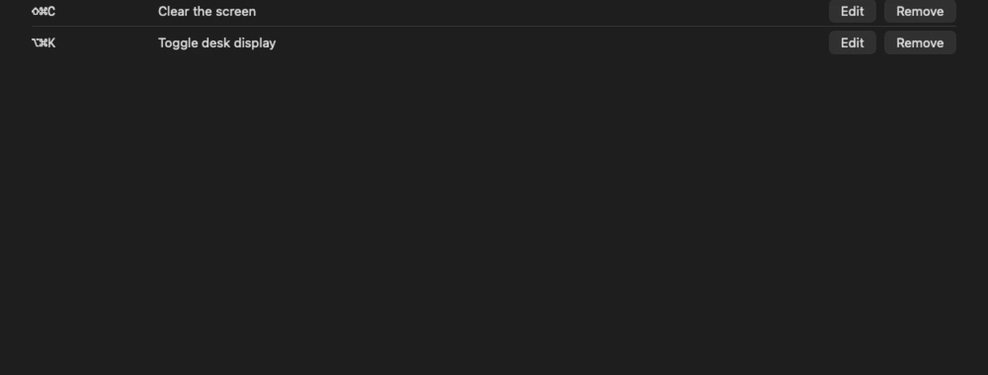 The Shortcuts tab with two scripts, each assigned to a global key combination