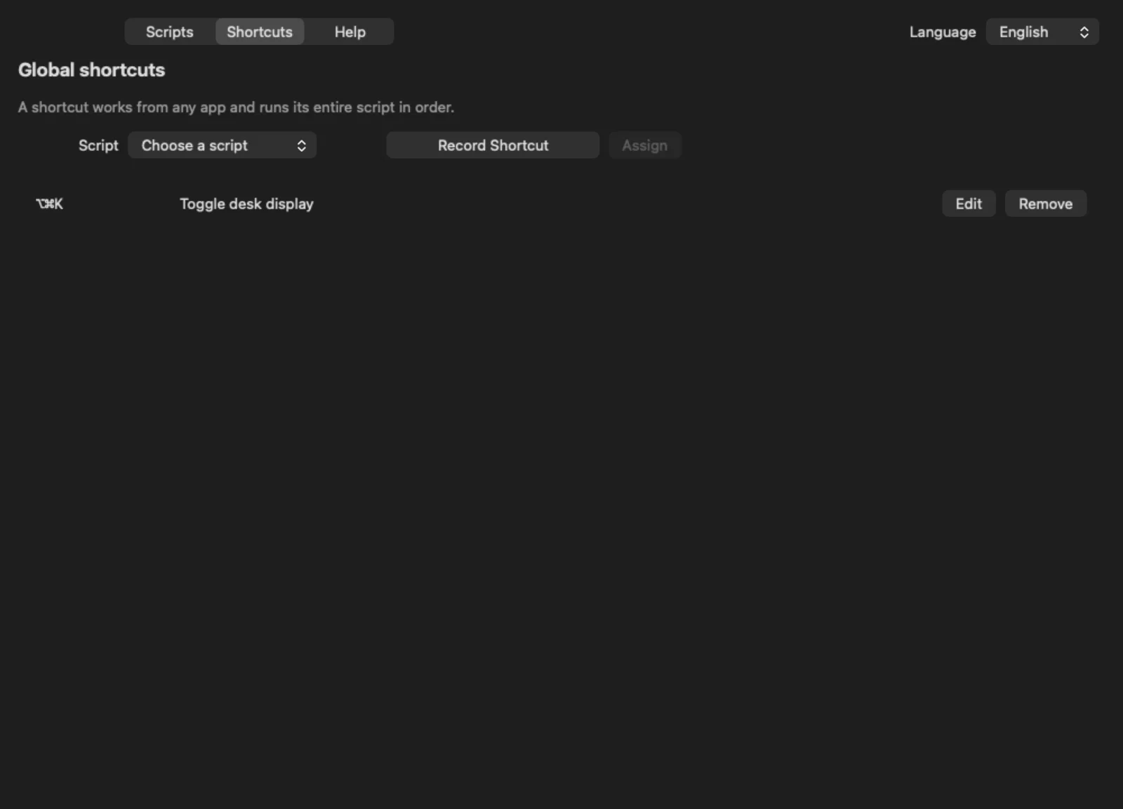 Mac Utils global shortcut editor